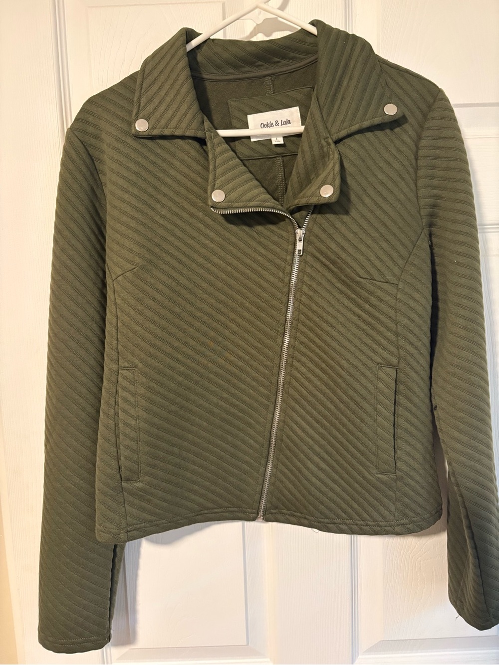 Olive Quilted Moto Jacket